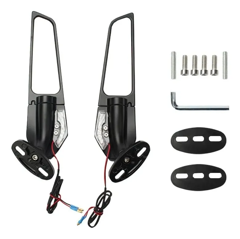 Espejos Retrovisor Alerón Direccionales Led Moto Carenada - Imagen 3